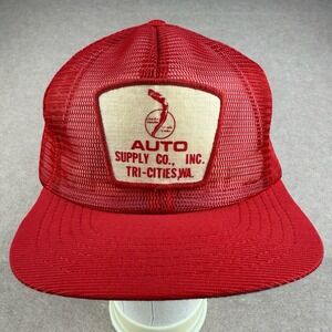 Vintage Auto Supply Co Trucker Hat Snapback Mesh Cap Tri-Cities WA Made USA Red